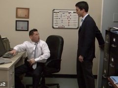 Horny gay workers fucking in the office