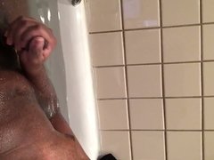 Bath wank and cum