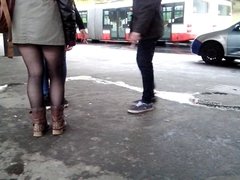 Young sexy legs near metro 2 Sexy Beine an der U-Bahn2