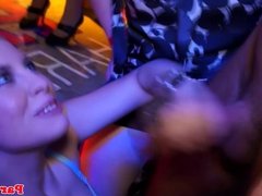 Tonguepierced euro partybabe facialized at dance party