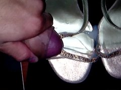 Cum in sexy gold heels sandals