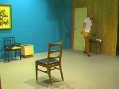 Retro whipping and caning punishment by blonde mistress