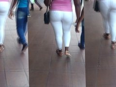 Leggins Blancos Transparencia Calzon a Rayas Culazo Negra