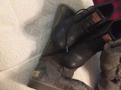 Cum on wifes Toms booties and uggs