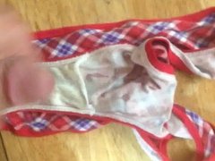 Squirting my cum on wife's panties