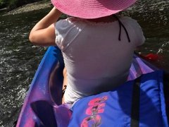 canoeing B&R style. Flashing, teasing and playing on a river