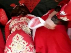 sissy Valentines Day cosplay with 3 blow up dolls part 2 -spanking orgy