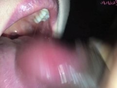 IMWF - Alyssa Licks Foreskin and Dick in Extreme Closeup BJ (mouthful Cum)