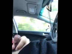 Flashing Truckers on highway while driving w/ huge cumshot