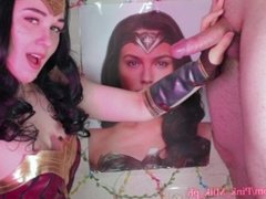 Cum tribute for Gal Gadot. Wonder Woman helps fan cum with deepthrpat & handjob