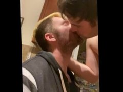 Swapping blowjobs in the kitchen and giving him a huge cumshot facial