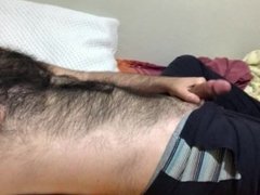 Very hairy man soft dick massage and hairy chest touch big bulge