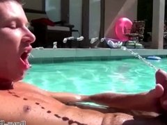 Damon Archer pisses on himself and cums after jerking off