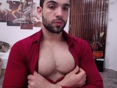 Flex sexy muscle in elegant t-shirt Getting horny and Hot