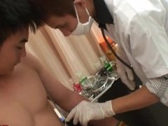 Skinny Asian breeding with medic in duo after exam and bj
