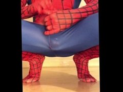 WANKING in my New SPIDER-MAN Outfit ** Rock HARD COCK & Super HORNY **