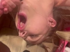 PETITE BLONDE TEEN LEARNS WHAT THROAT FUCKING IS POV