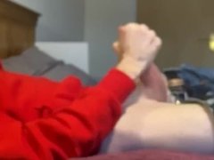 EPIC Double Cum. Slow, oiled masturbation cumshots. Married straight guy big dick jerking off