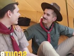 ScoutBoy gets hot load on chest and stomach from Scoutmaster