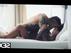 Sexy Black model fucked to multiple orgasms and a hot creampie