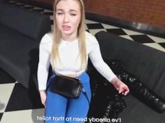 Big Ass Blonde Fucks for Money in Shopping Mall Toilet