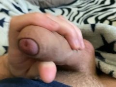 Hot Guy Wanking his Stiff Big Dick until Spurting a Huge Cumshot while Moaning and Wearing PJs - 4K