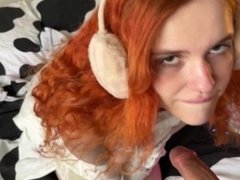 Horny Redhead Teen Girl Amazing Sucks Dick And Rough Fucks enjoys Boyfriend's Cock!