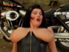 Giant tits biker girl fucked in an abandoned factory
