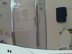 Caught naked in the bathroom on spy cam