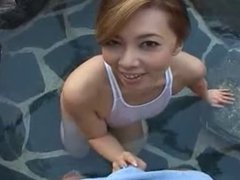 Swimsuit Japanese sluty Yumi in pool