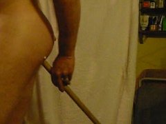 Masturbating with broom in my asshole while sniffing poppers