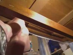 Under desk hidden cam catches my slut mom fingering