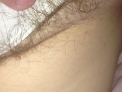 long pubic hairs hanging from her white pantys, close up!!