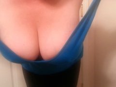 bbw Lateshay in blue 36 G tits halter top strip