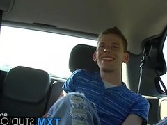 Sexy twink Josh Hancock surprise threesome at the back seat