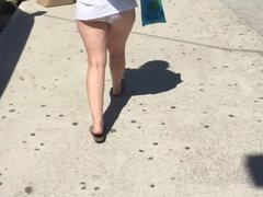 In PANTIES and short t-shir in PUBLIC!