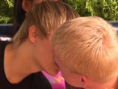 Bisexual threesome with young blond boys