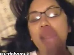 Latin wife gets her face covered with jizz