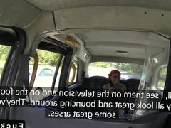 British ebony amateur fucks in fake taxi