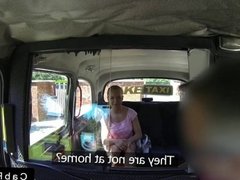 Brunette fucking in fake taxi