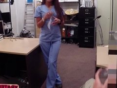 Busty horny Brunette Nurse fucked hard