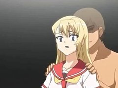 Blonde anime girl gets mouth fucked