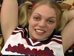 Cheerleader fucks in first porn video