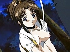 Tied up anime girl teasing big dong
