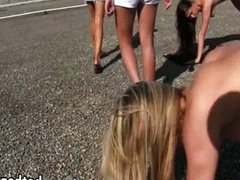 Group of girls hazed out and licked pussy to