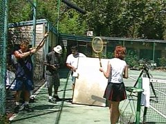 Pussy fucking tennis court action