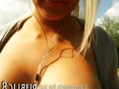 Sporty babe flashes tits and anal fucked