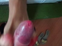 jane sexy toes beating a cock