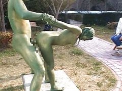 Asian chick is a statue getting some sex