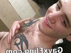 Gay Tattoo Guy Jerking And Ass Fingered